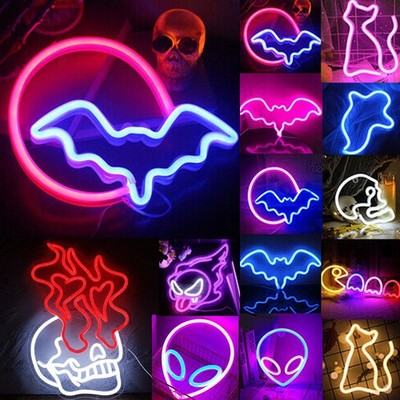 LED Leuchtreklame Halloween Neonlicht Party Bar Wanddeko Hängelampe Batterie/USB