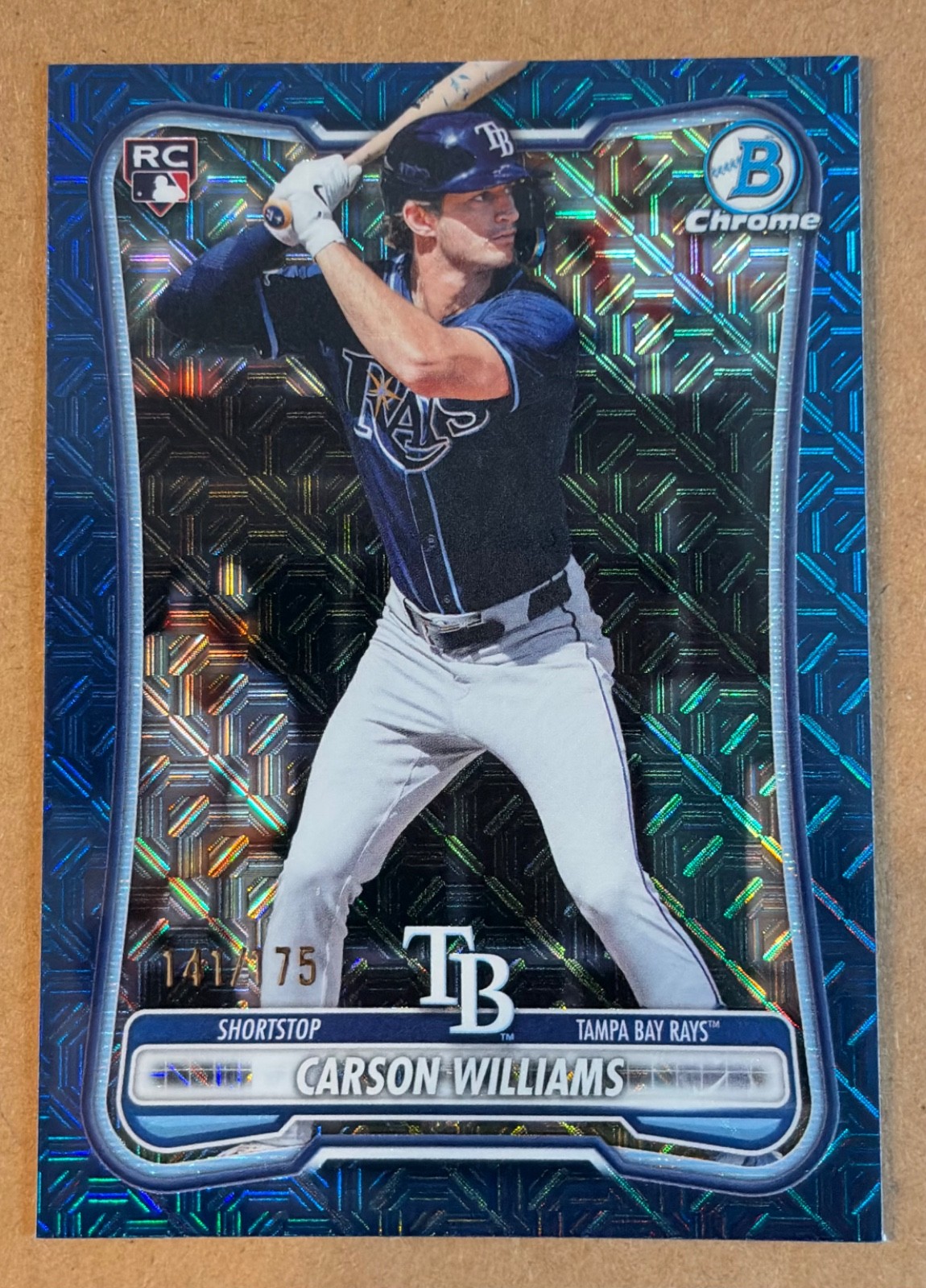 Carson Williams NAVY MOJO /175 2026 Bowman Mega Rays #39 RC
