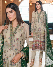Pakistani indian Designer Embroiderd Unstitched Chiffon Suit 3 PC Shalwar Kameez