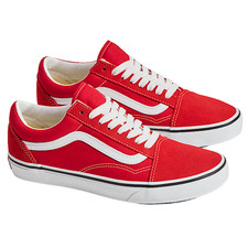 Vans Clásico Old Skool Lona Zapatos de Skate Rojo/Blanco