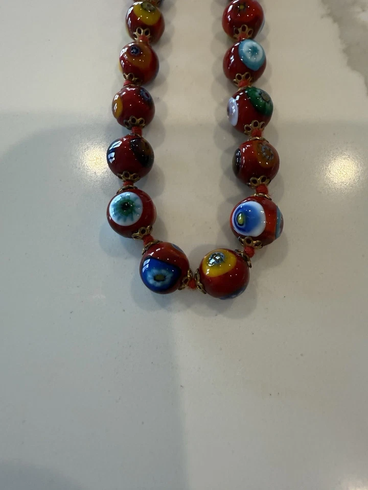 MURANO Millefiori Italian Multicolor Glass Beaded 17" Necklace Antica Murrina Foto 4 de 4