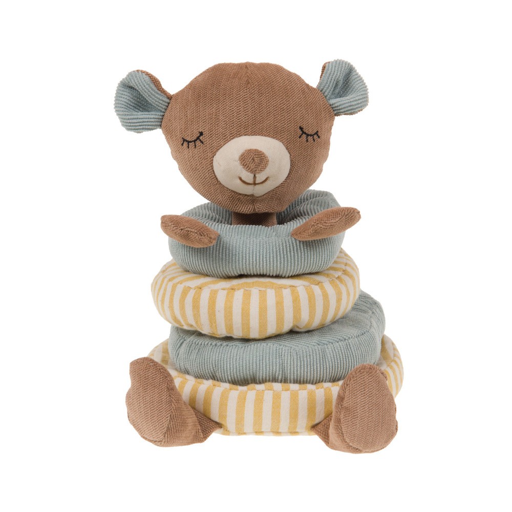 Ourson empilable polyester 16x20 cm aux finitions soignées et textiles certifiés