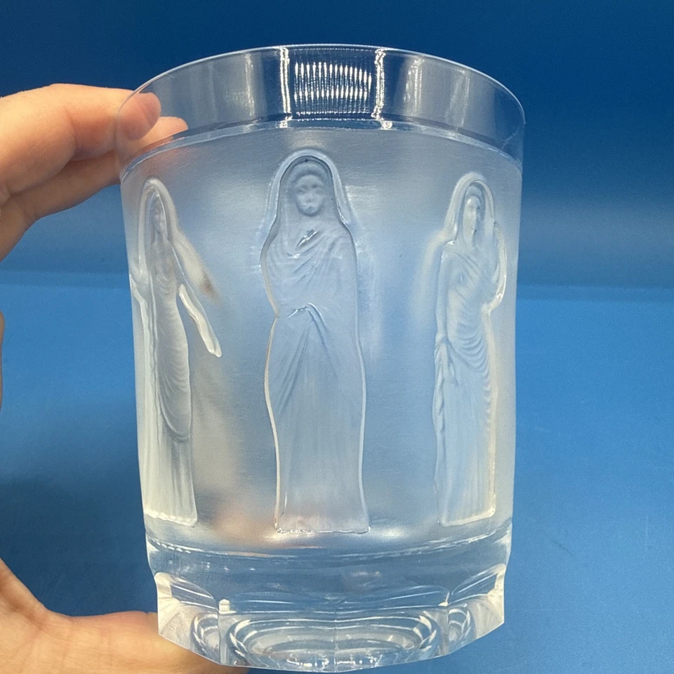 Lalique France Femmes Antique Frosted Glass Crystal 4" Low Ball Whiskey Tumbler - image 2 of 4