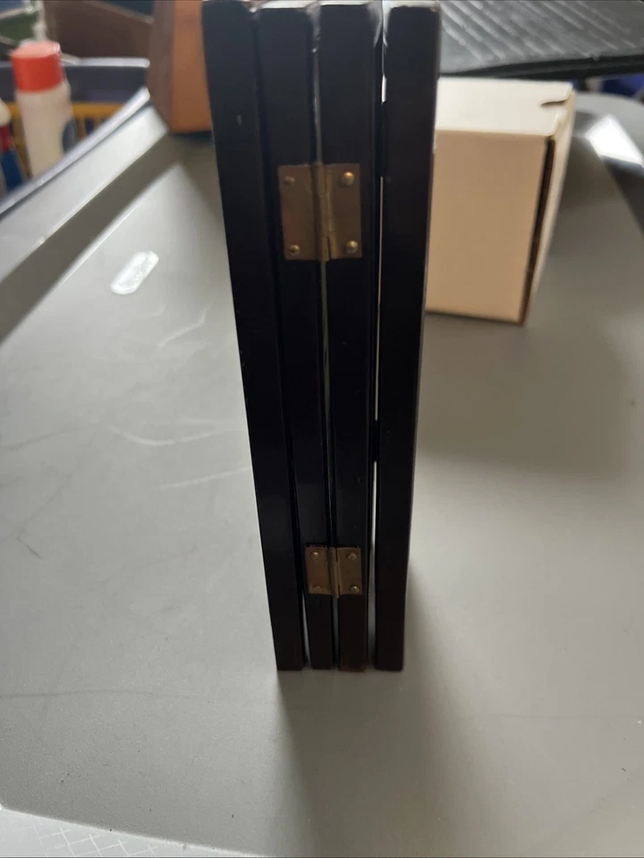 Vintage Miniature Chinese Folding Dressing Screen - Birds & Landscapes - Image 3 of 4