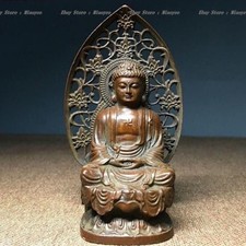 Antique Vairocana Statue Radiating Dharma Light Collectible Figurine 3.94''