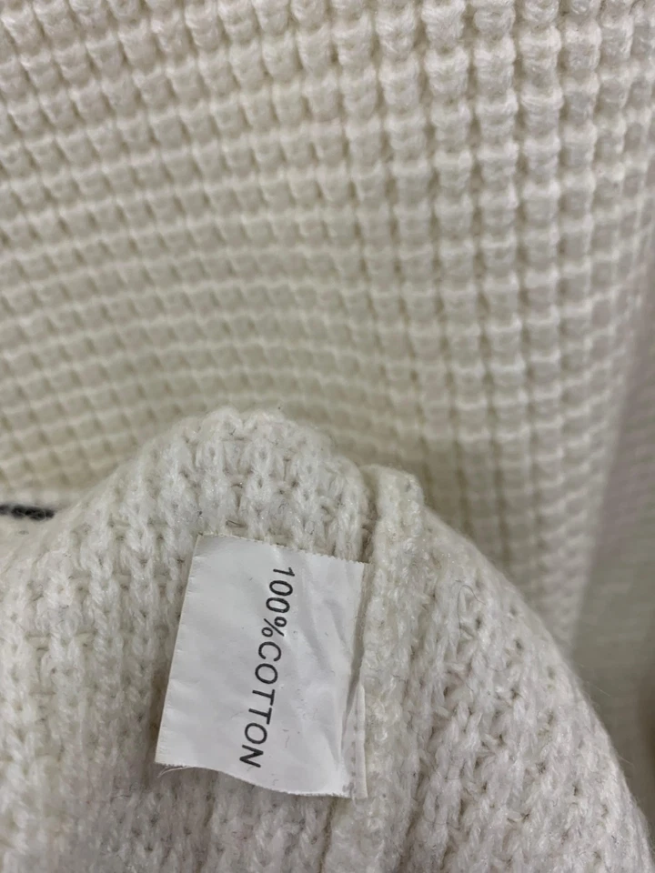 Suéter masculino Giorgio Armani LE Collezioni malha waffle creme listra vermelha XL #42 - Imagem 4 de 4