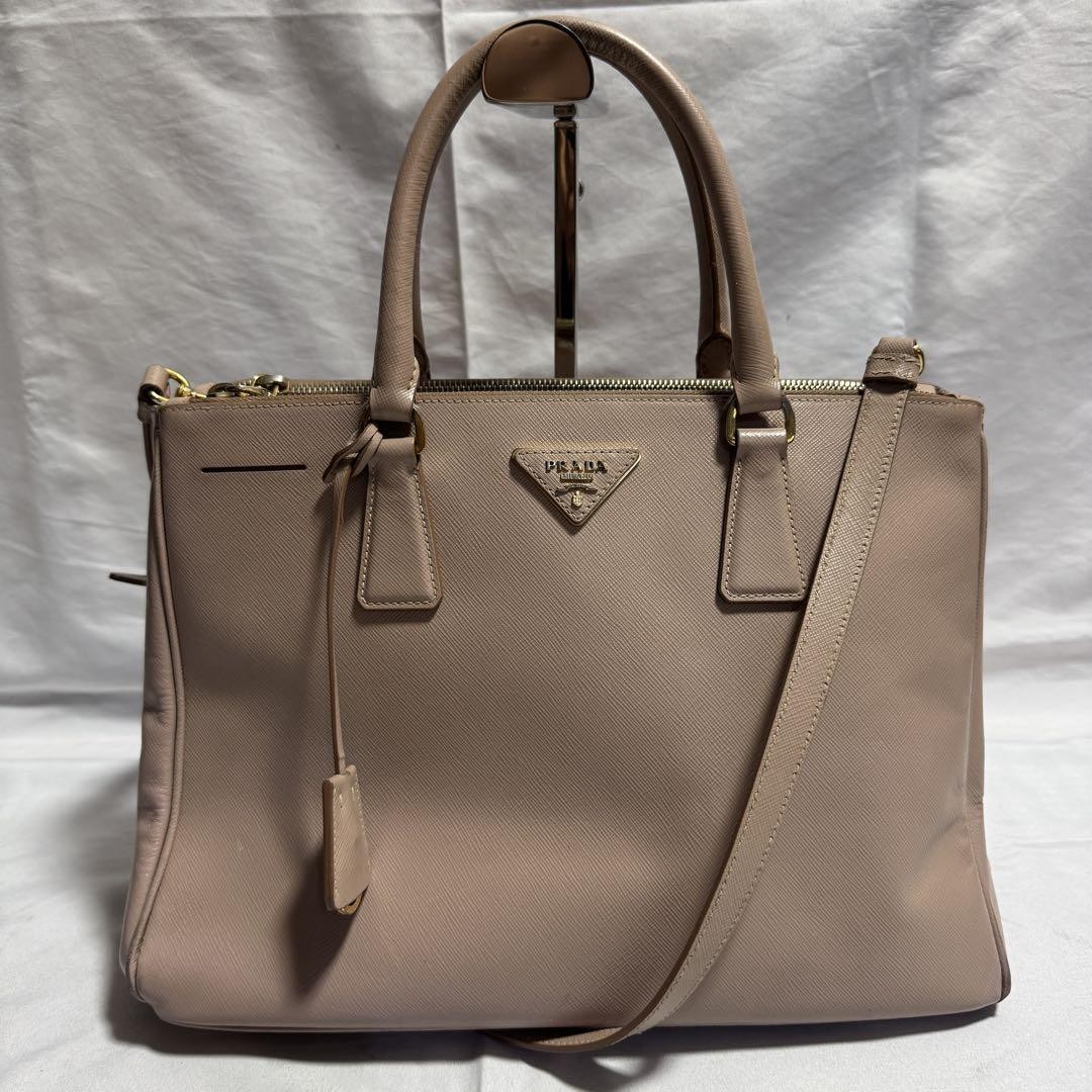 Prada Saffiano Leather Galleria Tote Bag with Triangle Logo 2-Way Carry-image