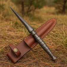 Custom Made Hand Forged Damascus Steel Kris Blade Tri Edged Dagger Knife