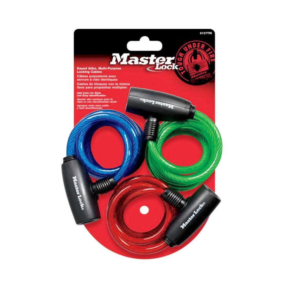 Master Lock Bike Cable Lock 5/16In X 6 Ft. Keyed Alike Key 3Pk