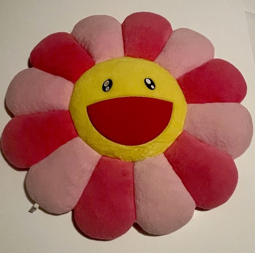 Murakami Flower Plush Pillow Pink Smiling Cushion Double Sided Large