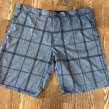 OP Flex 4 Way Stretch Men s Lightweight Gray Plaid Shorts Sz 42