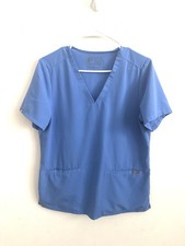 Figs Women  s Top Size M Casma Scrub Top Blue V-Neck FW1100 Nurse Healthcare
