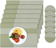 FANTESI Placemats and Coasters Set of 6, Table Mats, PVC Woven Insulated Placema