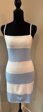 French Connection bodycon knit blue/white strappy dress size small new with tags