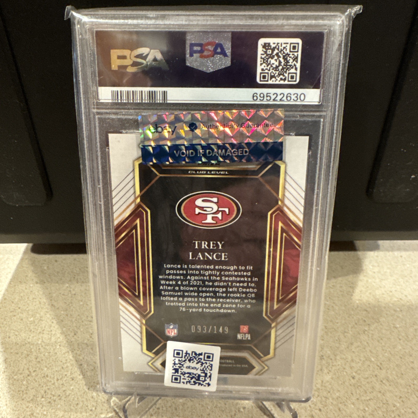 2021 Panini Select - Club Level Trey Lance #245 Tri-Color Prizm /149 (RC) PSA 10 view 2