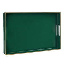 MAONAME Dark Green Decorative Tray Serving Tray Handles Plastic Trays Coffee Tab