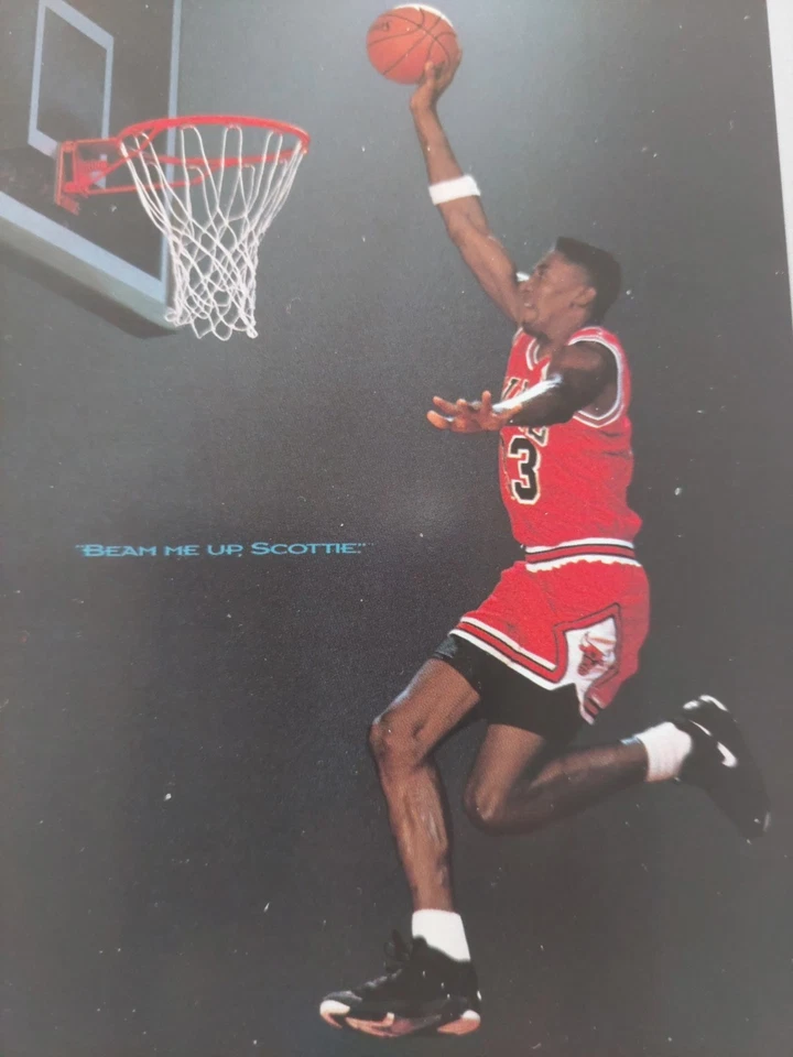 Tarjeta póster vintage rara Nike "Beam Me Up" Scottie Pippen Foto 4 de 4