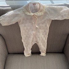 Lullaby Set Vintage Footed Sleeper Cream Lace Pink Size Newborn Doll