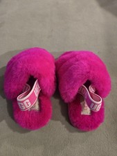 UGG Fluff Yeah Slide Slippers Girls Shoes US Size 6 Rock Rose 1098579T