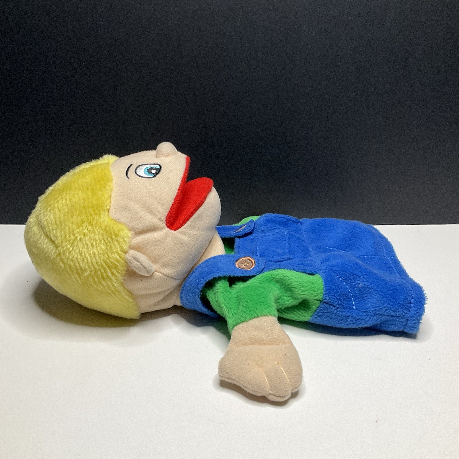 Lakeshore Big Mouth Blonde Boy With Blue Eyes Stuffed Plush Doll Toy 10"