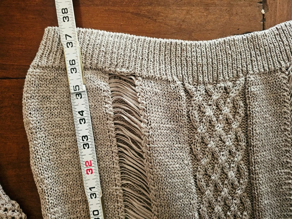 David Bitton Vesta Vestido Suéter Tejido Envejecido Talla M Manga Larga Midi Verde Tostado Foto 4 de 4