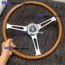 NARDI Classic 370mm Car Steering Wheel Wood with ND Horn Chrome bracket