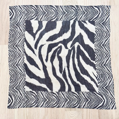 Vtg Anne Klein Black White Zebra Print Small Silk Scarf 21” X 21” - Picture 2 of 12