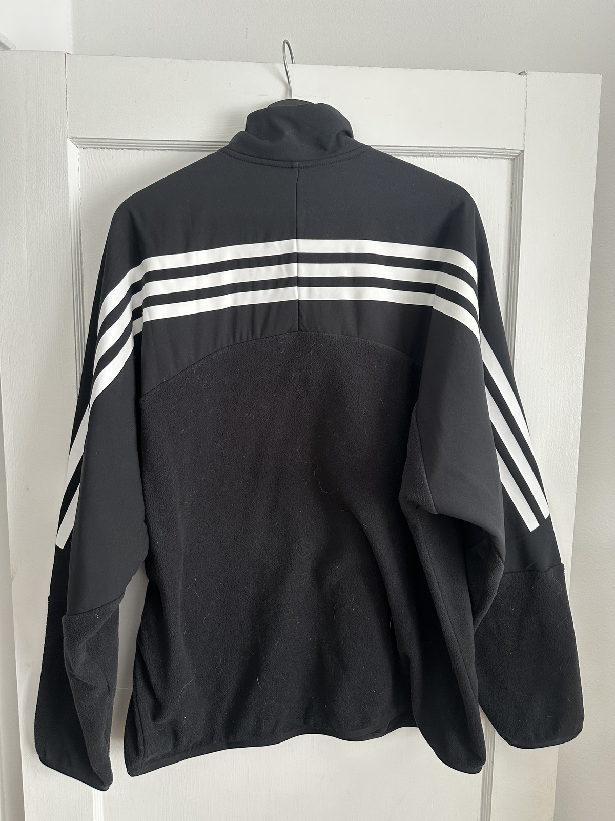 Adidas Jacket Mens Large Black Quarter Zip Pullover Lightweight Logo Pockets thumbnail 3