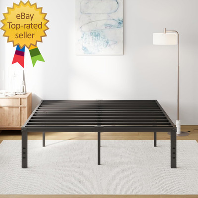 18 Inch Tall Metal Platform King Size Bed Frames with Maximum Storage Anti Slip