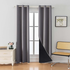 100 Blackout Curtain 2 Panels Set,Thermal Insulated Window Drapes for Bedroom,F