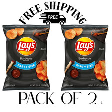  PACK OF 2 Lay's Barbecue Flavored Potato Chips, Party Size, 12.5 oz Bag