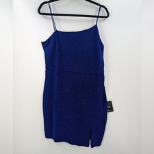 NWT LULU'S Dress Medium Blue Take Me Anywhere Sparkly Assymetrical Bodycon