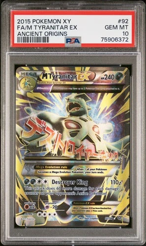 2015 Pokemon Ancient Origins M Tyranitar Ex Full Art #92 XY GEM MT PSA 10