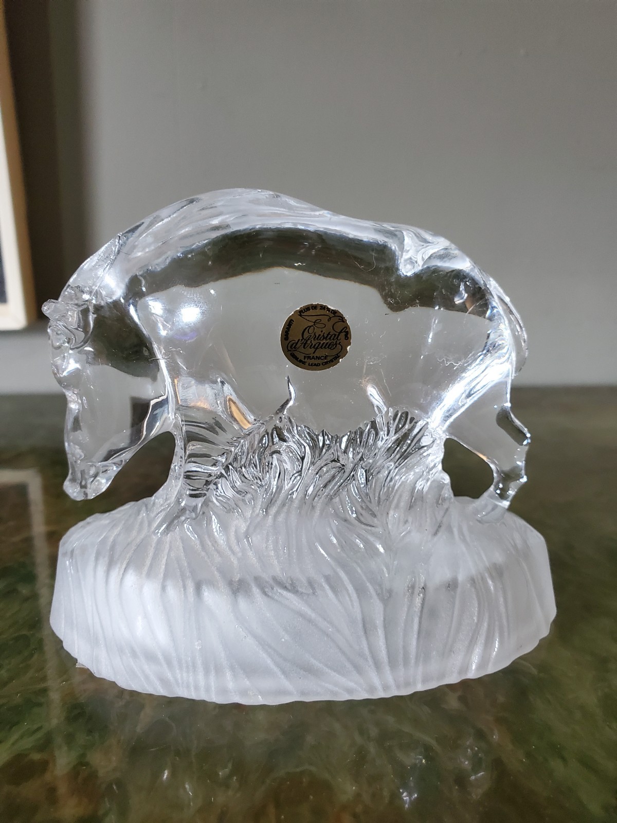 Estatuilla de jabalí Cristal d’Arques Francia cristal plomo - vidrio esmerilado