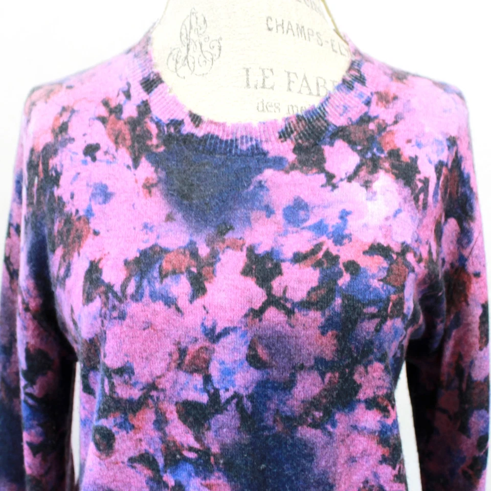 Suéter Otoño Cachemira 100% Cachemira Tie-Dye Acogedor Preppy Cuello Redondo Grande Foto 3 de 4