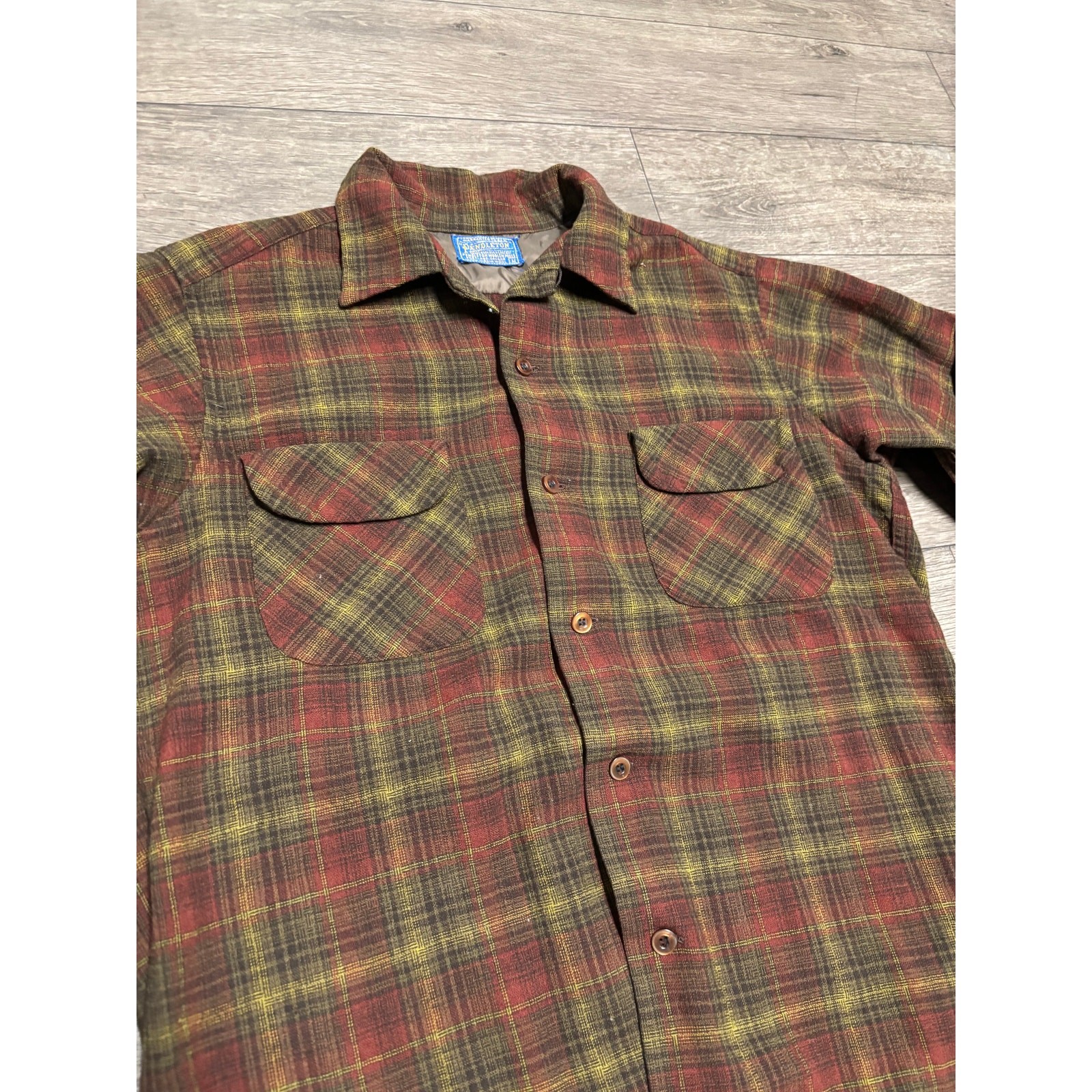 Vintage Pendleton Wool Button Brown Flannel Shirt… - image 2