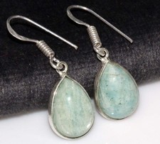 925 Silver Plated Amazonite Earrings 1.4" Fashion Gifts Limited Stock Deal MJ
