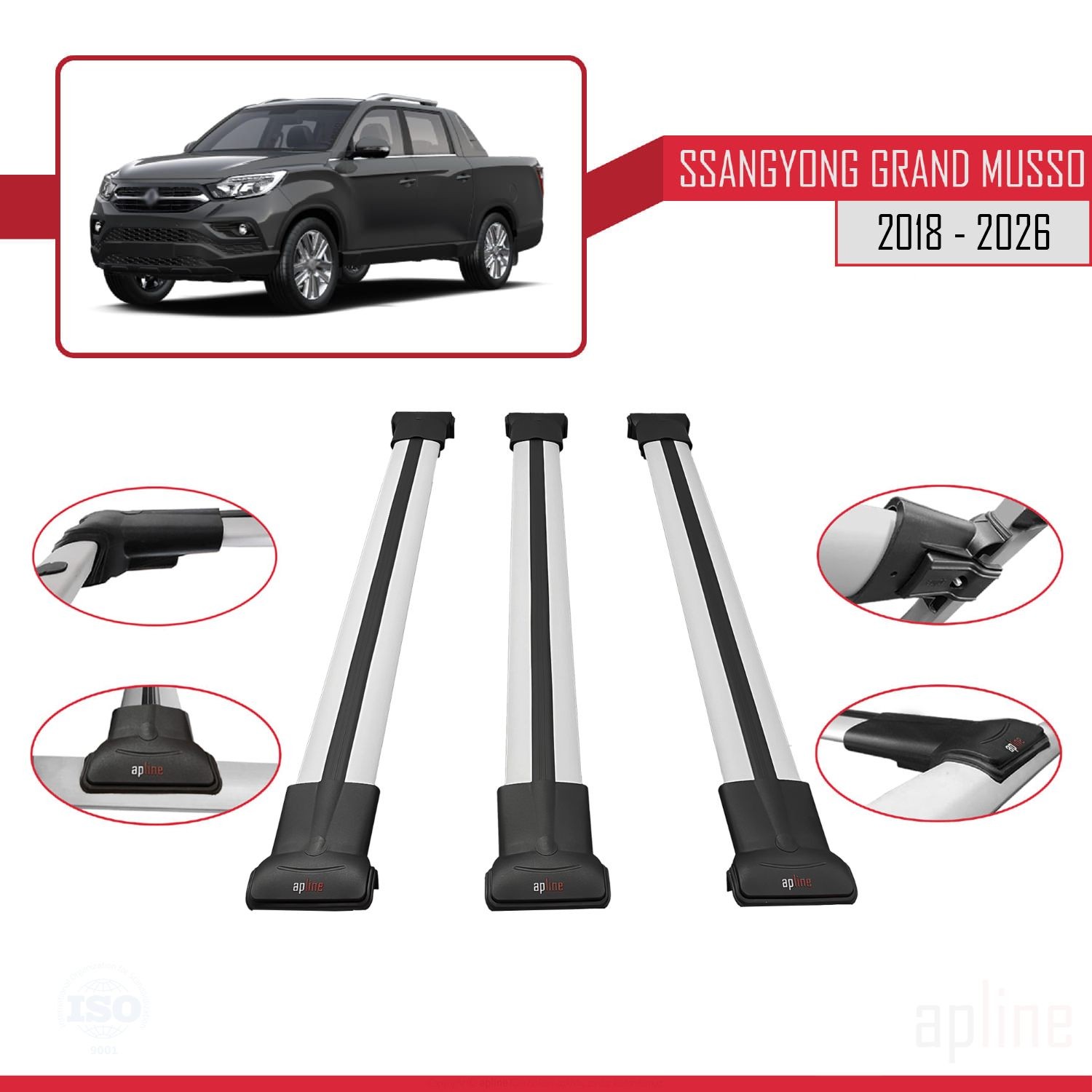 Barres de toit Ssangyong Grand Musso pour installer votre coffre et vélos de voyage
