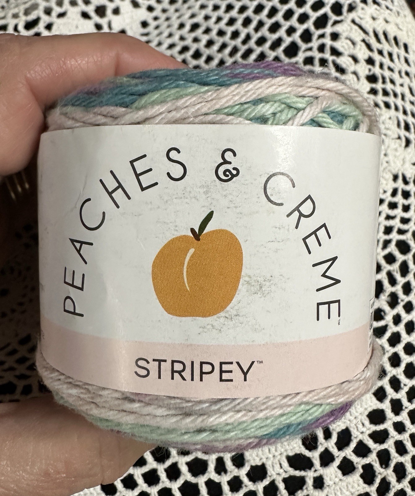 Peaches and Cream Striped Cotton Yarn 2oz 102yds 100% Cotton Lavender Meadow