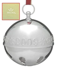 Wallace Silver Sleigh Bell-Silverplate Ornament Snowflakes - Boxed 7537817