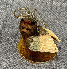 Tiny Ones Yorkshire Terrier DTA-04 Christmas Ornament Angel With Wings Halo