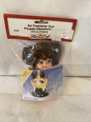 1992 Fibre-Craft Doll Part- Brown Miss Muffet Air Freshener Doll- No. 3101- NIP