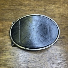 Vintage Cross Belt Buckle Leather And Metal Distressed