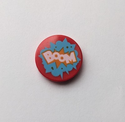 LEGO Batman Power Words BOOM 2x2 Round Printed Tile Bomb Sounds Dynamite