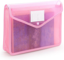 Plastic Expanding File Folder, Fit Letter/A4 Size, Pink, 1 Pack  Transparent En