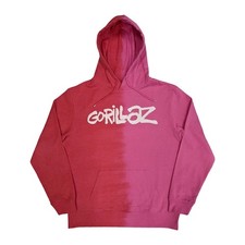 Gorillaz Hoodie Two Tone Brush Band Logo new Official Mens Red Pullover