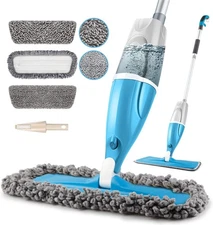 SUPTREE Microfiber Spray Floor Mop, 360 Rotating Head, 440ML Refillable Bottle,