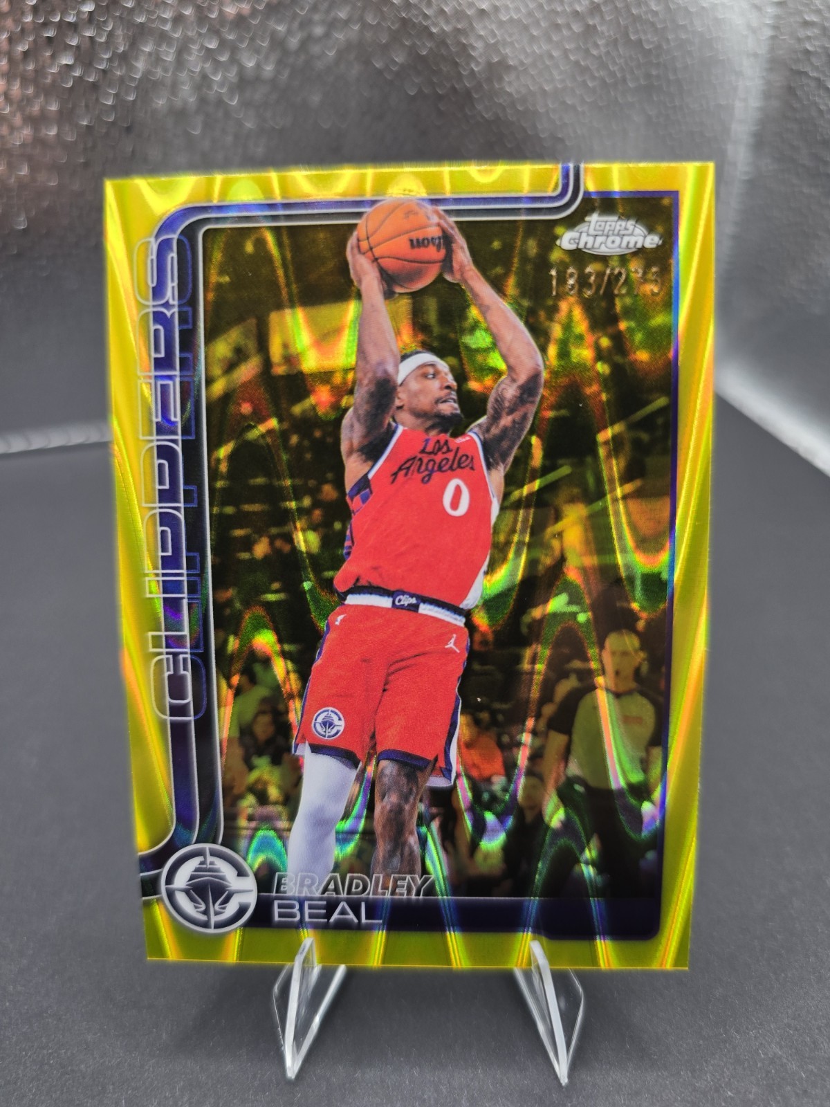 2025-26 Topps Chrome Update Bradley Beal Yellow Refractor /275 #80 Clippers