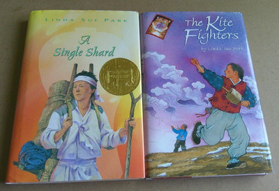 Linda Sue Park SET of 2- Hardcover Books (The Kite Fighters + A Single Shard)