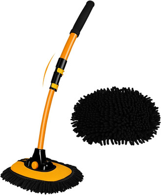 15° Curved Car Cleaning Brush with Telescopic Handle 43'' Aluminum Alloy Long Rod